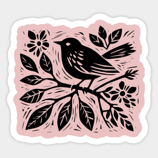 Lino Cut Bird Sticker